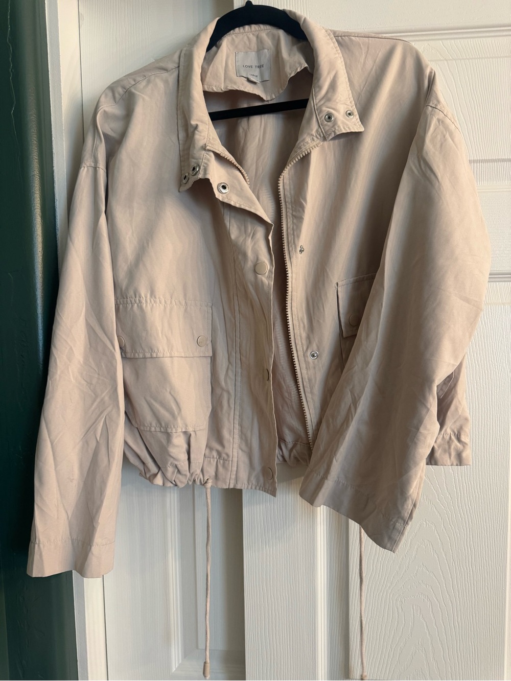 Love Tree Light Beige Drawstring Utility Jacket